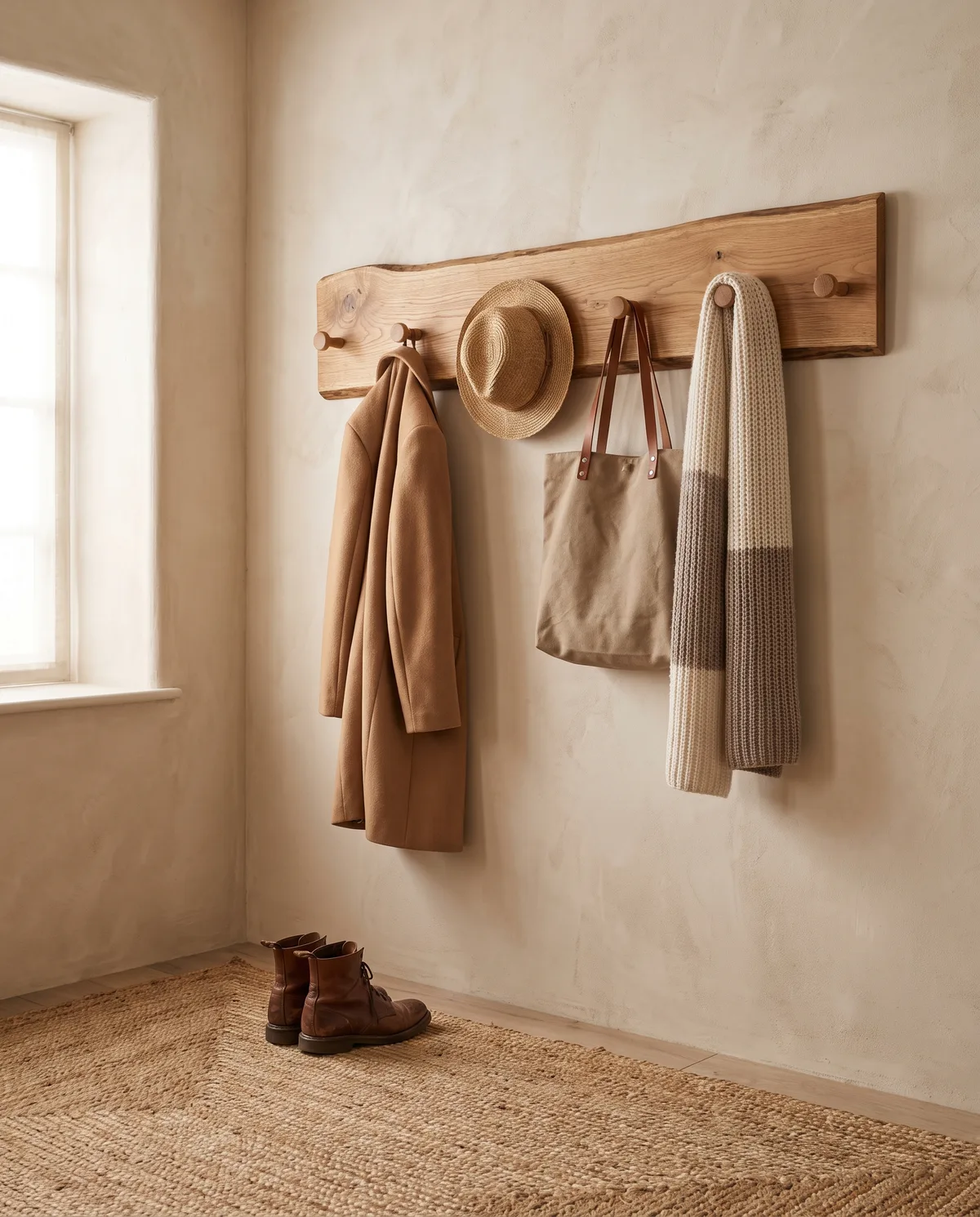 Rustic Wall-Mounted Coat Rack, alternate angle