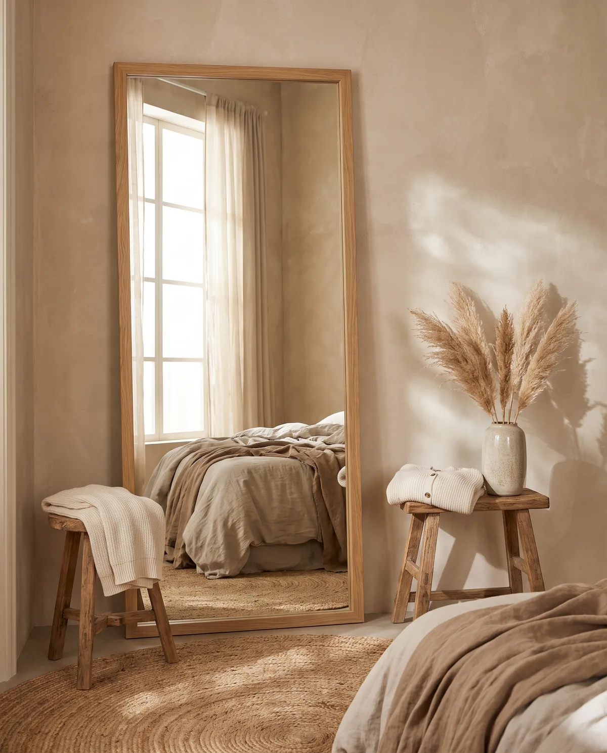Floor Mirror with Wooden Frame, view 2