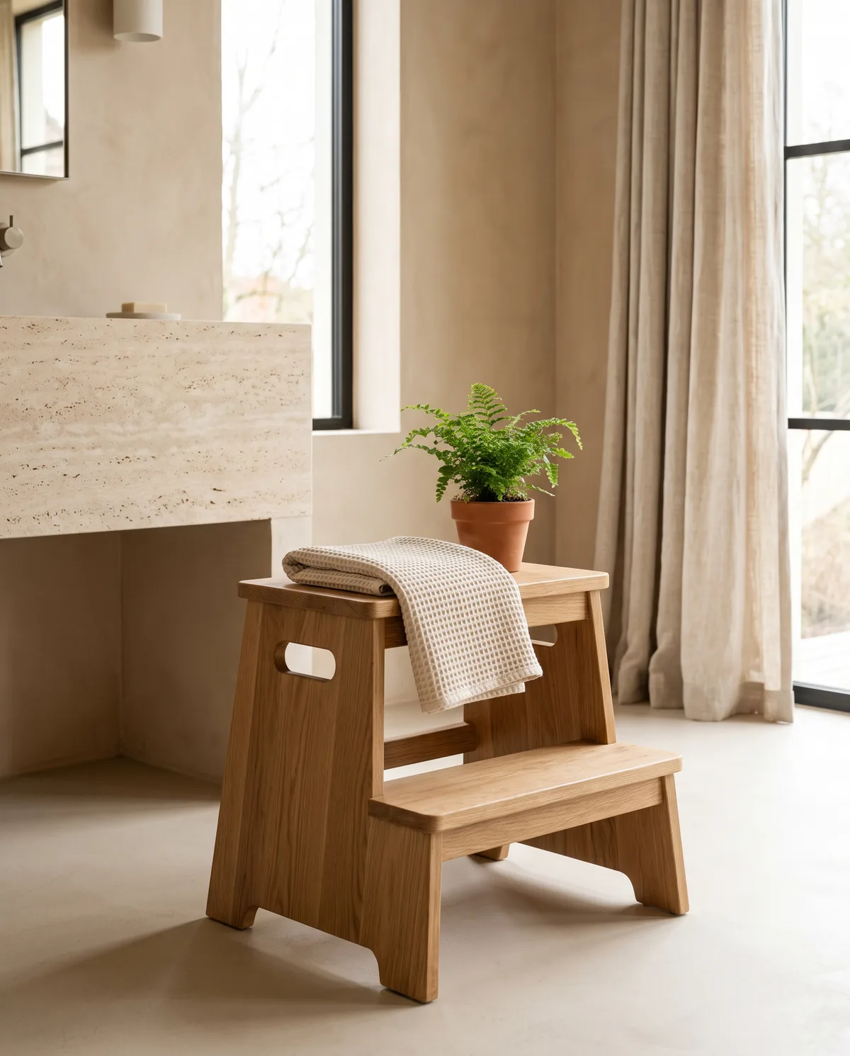 Wooden Step Stool, alternate angle